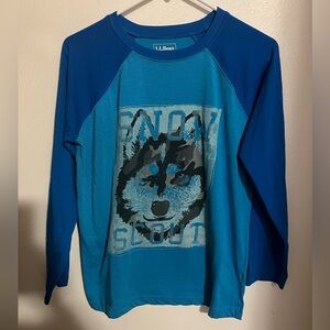 LL BEAN Classic Long Sleeve Casual Raglan T‎ Shirt Snow Scout Blue Grey Boy's L
